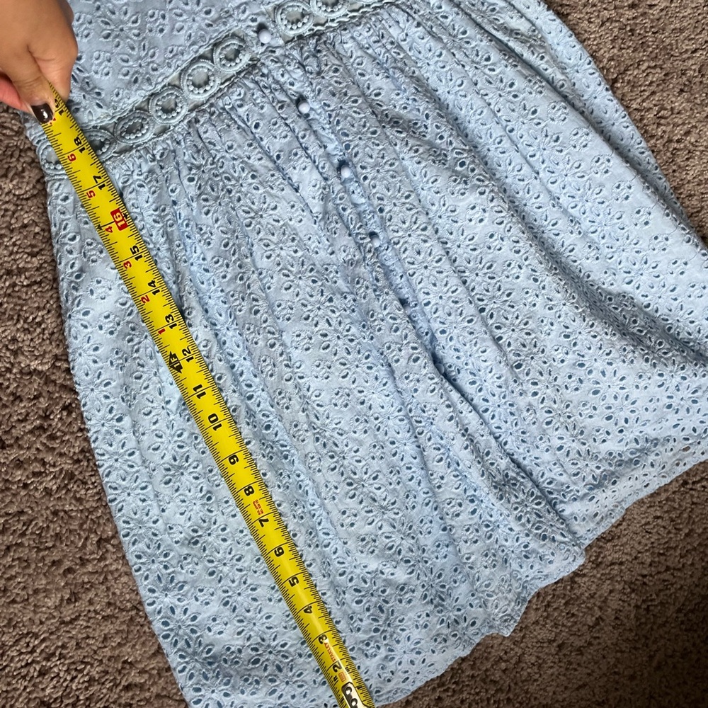 Aqua Light Blue Eyelet Midi Dress - Picture 13 of 16